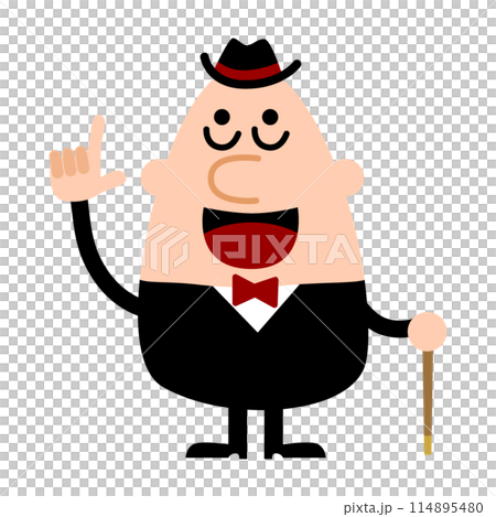 上を指差す男性 114895480