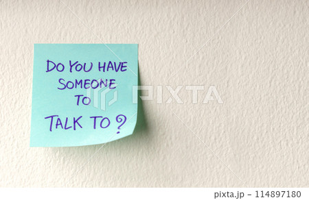 Mind, Mental Health and Encouragement Concepts. a Sticky Note with the Meaning of Care was taped on the white Wall 114897180