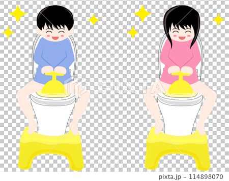 笑っているトイレに座る子供 114898070