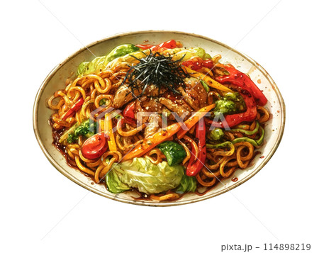 リアルな焼きそばのイラスト 114898219