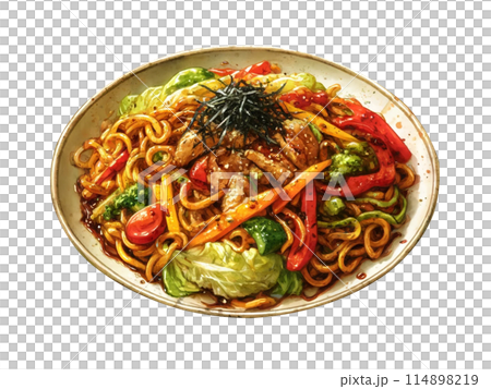 リアルな焼きそばのイラスト 114898219