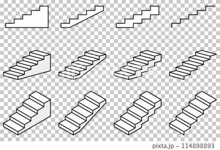 Vector illustration set of stairs of various shapes 114898893
