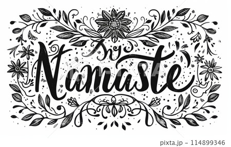 Namaste - calligraphy lettering with decorative...のイラスト素材 [114899346 ...