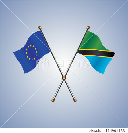 Europe and Tanzania flags. Vector Illustration 114901188
