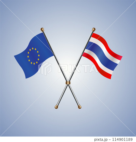 Europe and Thailand flags. Vector Illustration Europe and Thailand flags. Vector Illustration 114901189