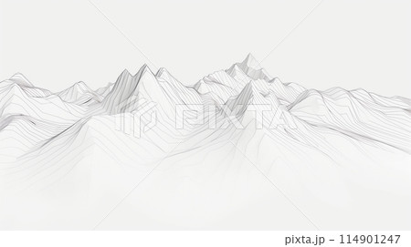 Minimalist Wallpaper: Elegant mountain line art on white, symbolizing simplicity. 114901247