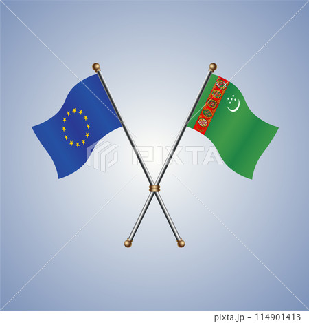 Europe and Turkmenistan flags. Vector Illustration 114901413