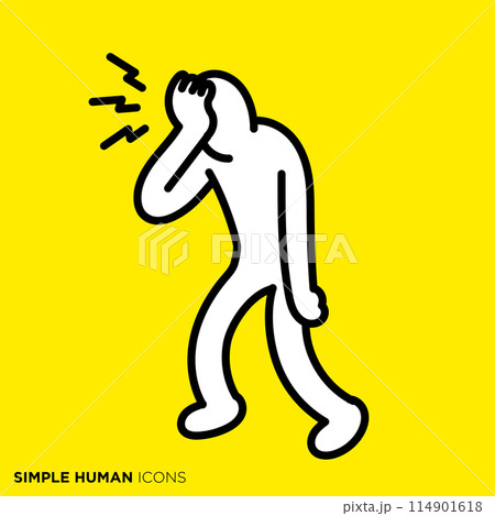 シンプルな人間のアイコンシリーズ,頭が痛い人 114901618