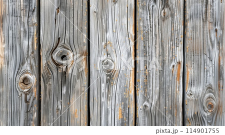 Aged Wood Detail: Close-up showing grain, knots, and cracks for natural charm. 114901755