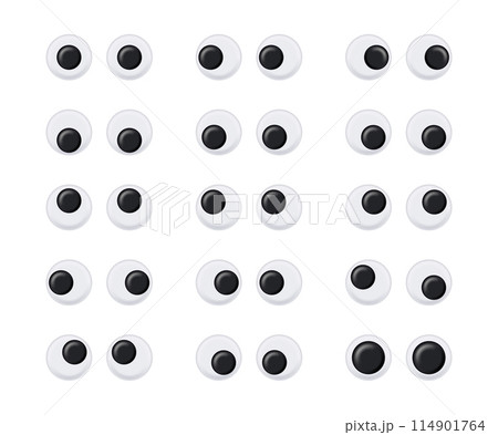 Googly eyes. Wobbly animated puppet Toy eyes set. Eyeball emotions 114901764
