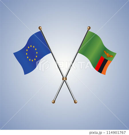 Europe and Zambia flags. Vector Illustration 114901767