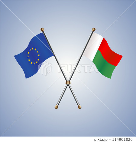 Europe and Madagascar flags. Vector Illustration 114901826