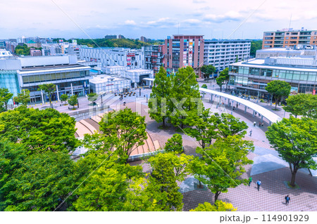 日本の横浜都市景観 新緑を迎えた地下鉄 センター南駅前などを望む=5月23日 日本の横浜都市景観 新緑を迎えた地下鉄 センター南駅前などを望む=5月23日 114901929