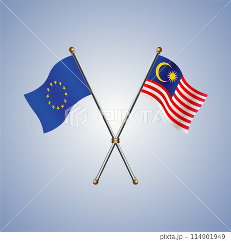 Europe and Malaysia flags. Vector Illustration 114901949