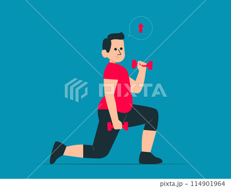 Lifestyle and workout concept. Dumbbell exercise vector concept 114901964