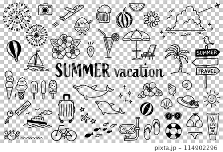 簡單可愛的夏日插畫集（單色） 114902296