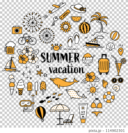 Simple and cute summer illustration set (2 colors) 114902301
