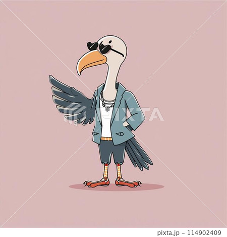 ロゴ風イラスト。オシャレな鳥 ロゴ風イラスト。オシャレな鳥 114902409