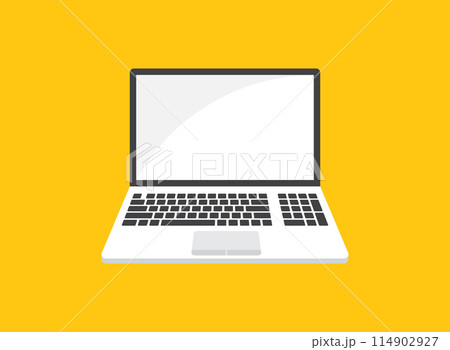 Laptop icon in flat style. Computer vector illustration on isolated background. Workspace sign business concept. 114902927
