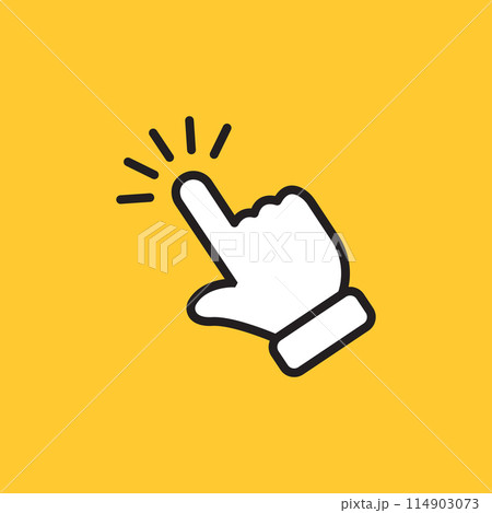 Click here banner icon in flat style. Ecommerce vector illustration on isolated background. Shopping sign business concept. Click here banner icon in flat style. Ecommerce vector illustration on isolated background. Shopping sign business concept. 114903073