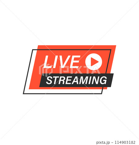 Live stream button icon in flat style. Webinar vector illustration on isolated background. Streaming sign business concept. Live stream button icon in flat style. Webinar vector illustration on isolated background. Streaming sign business concept. 114903182