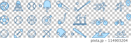 Set of line icons related to sports in two colors 114903204