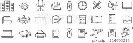 ベクターのオフィスに関する線画アイコンセット 114903213