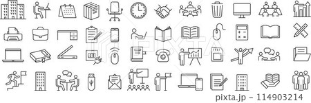 ベクターのオフィスに関する線画アイコンセット 114903214