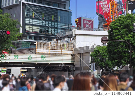 渋谷駅前スクランブル交差点 雑踏イメージ 渋谷駅前スクランブル交差点 雑踏イメージ 114903441