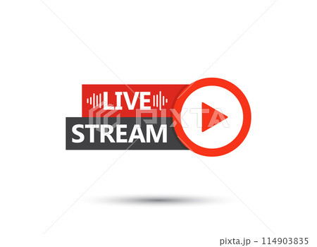 Live stream button icon in flat style. Webinar vector illustration on isolated background. Streaming sign business concept. 114903835