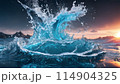 荒々しいしぶきの飛び散るイラスト 114904325