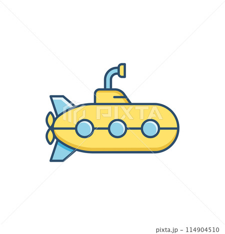 Submarine icon in flat style. Bathyscaphe vector illustration on isolated background. Underwater transport sign business concept. Submarine icon in flat style. Bathyscaphe vector illustration on isolated background. Underwater transport sign business concept. 114904510