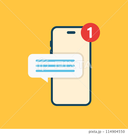Phone notifications icon in flat style. Smartphone with new notice vector illustration on isolated background. Reminder message sign business concept. 114904550