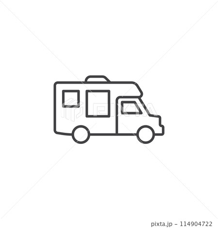 RV car icon in flat style. Camper vector illustration on isolated background. Transport sign business concept. 114904722