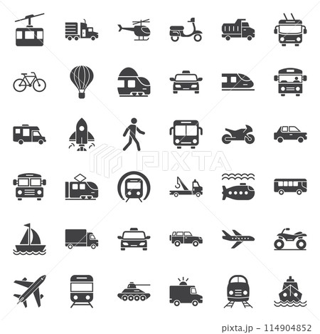 Transport icons set in flat style. Transportation vector illustration on isolated background. Vehicle sign business concept. 114904852