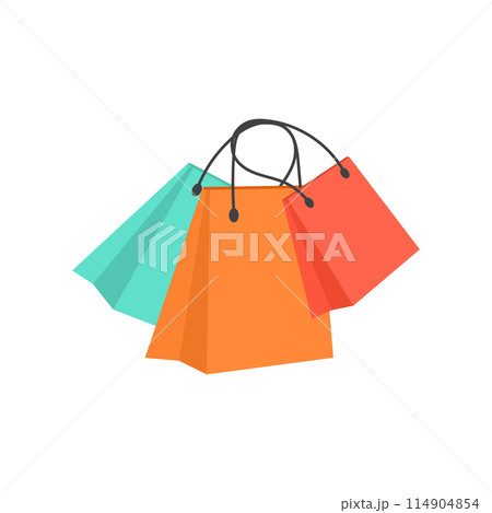 Shopping bag icon in flat style. Package vector illustration on isolated background. Purchase sign business concept. 114904854