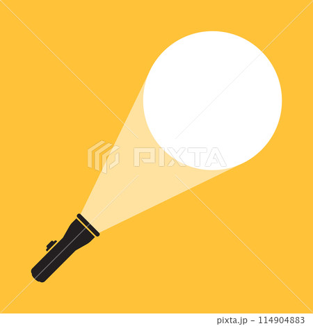 Flashlight icon in flat style. Electric lamp vector illustration on isolated background. Pocket lantern sign business concept. 114904883