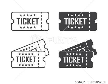 Ticket icons set in flat style. Coupon vector illustration on isolated background. Voucher sign business concept. 114905294