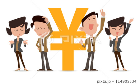 株取引で喜怒哀楽する会社員の男女 114905534