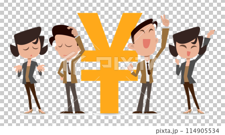 株取引で喜怒哀楽する会社員の男女 114905534