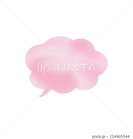 ピンク色雲形吹き出し_水彩風_左向き単品 ピンク色雲形吹き出し_水彩風_左向き単品 114905544