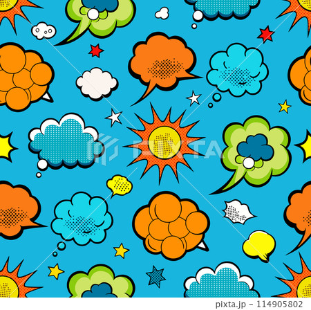 Comic speech bubbles seamless pattern various styles of underground comix texture 114905802