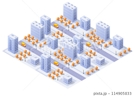 Isometric urban megalopolis top view of the city infrastructure town, 114905833
