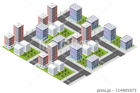 Isometric urban megalopolis top view of the city infrastructure town, Isometric urban megalopolis top view of the city infrastructure town, 114905873