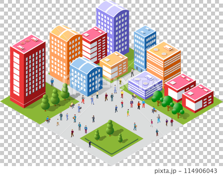 A Buildings isometric game asset art style 3D cityscape view of the top 114906043