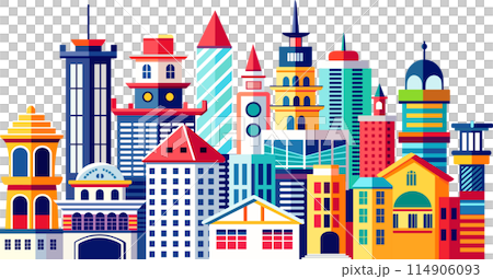 Landscape set of buildings silhouette on a white background Landscape set of buildings silhouette on a white background 114906093