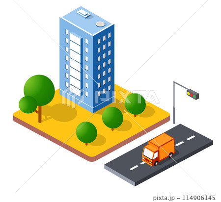 Isometric urban megalopolis top view of the city infrastructure 114906145