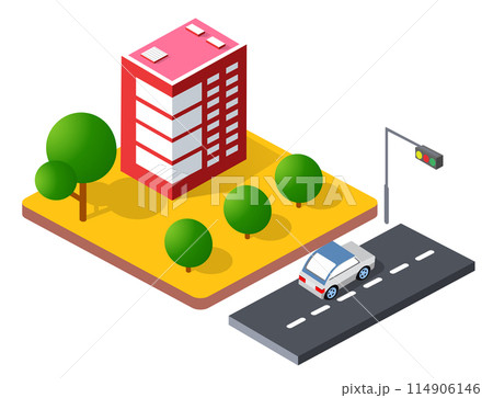 Isometric urban megalopolis top view of the city infrastructure 114906146
