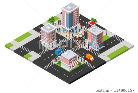 Isometric urban megalopolis top view of the city infrastructure town Isometric urban megalopolis top view of the city infrastructure town 114906157