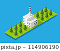 Industrial city building with construction cranes and town houses 114906190